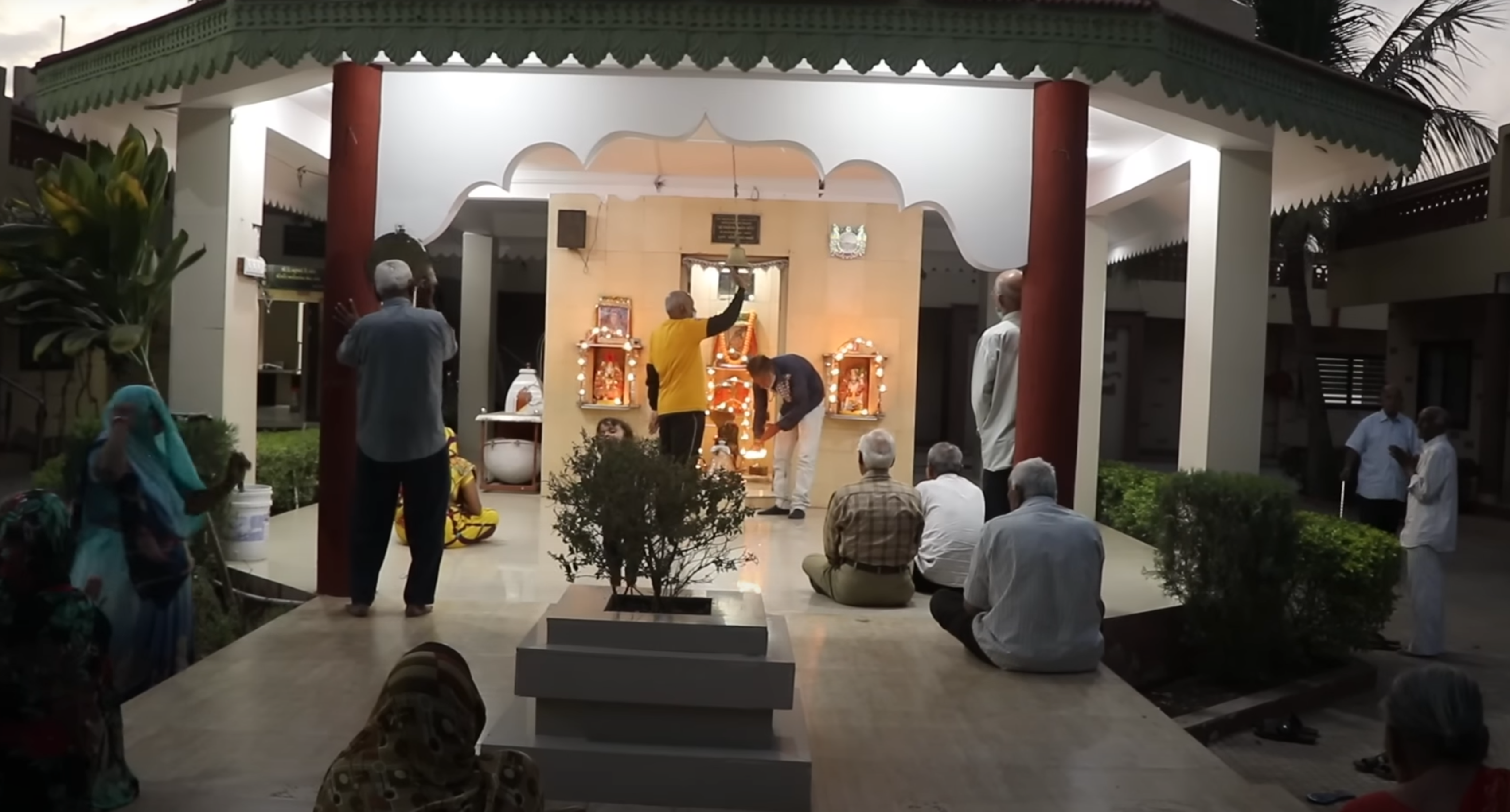 Evening prayer at temple